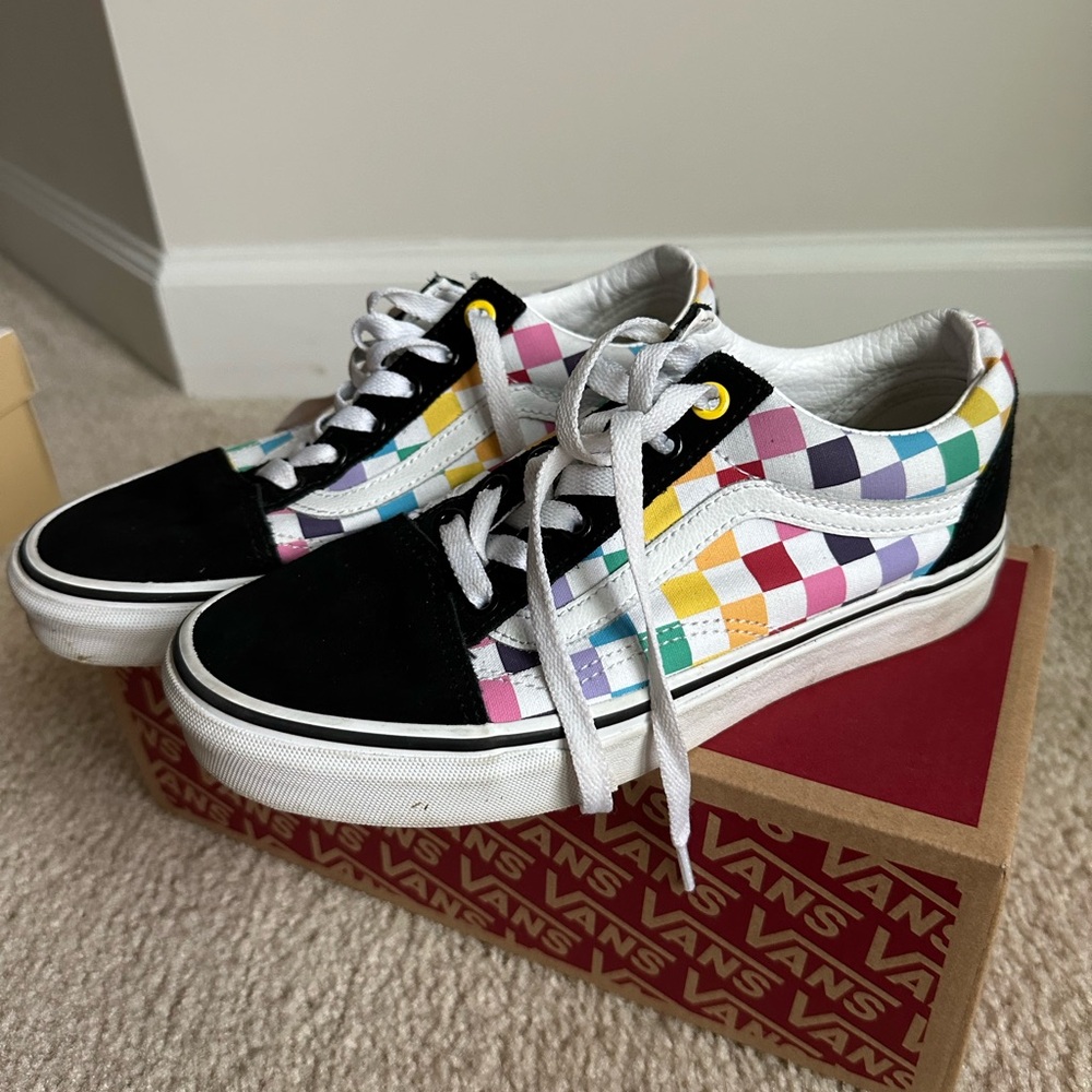 Vans Black and White Old Skool Sneakers with Custom Design